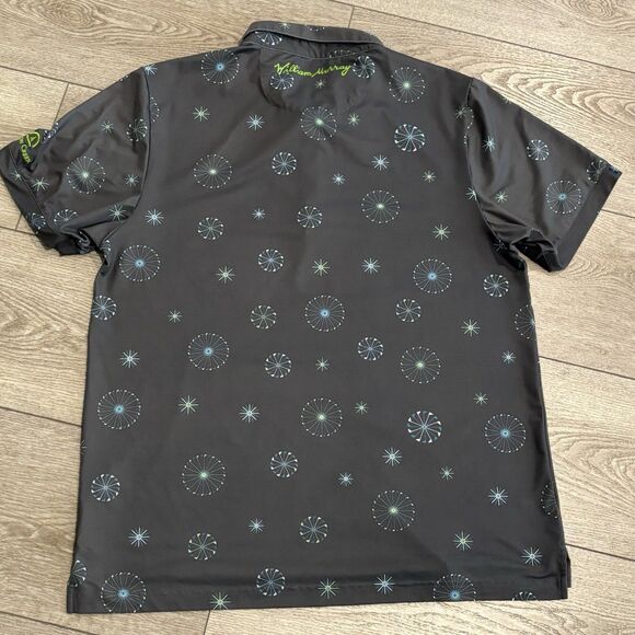 William Murray Golf Polo Shirt Mens Large Gray AOP Fireworks Pattern Performance - Picture 8 of 9